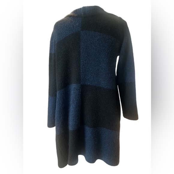 North Style Color Block Long Line Open Front Fuzzy Duster Cardigan Sweater M - Picture 3 of 13